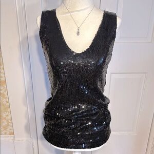 Beautiful C-gen Black Sequin Sleeveless Top